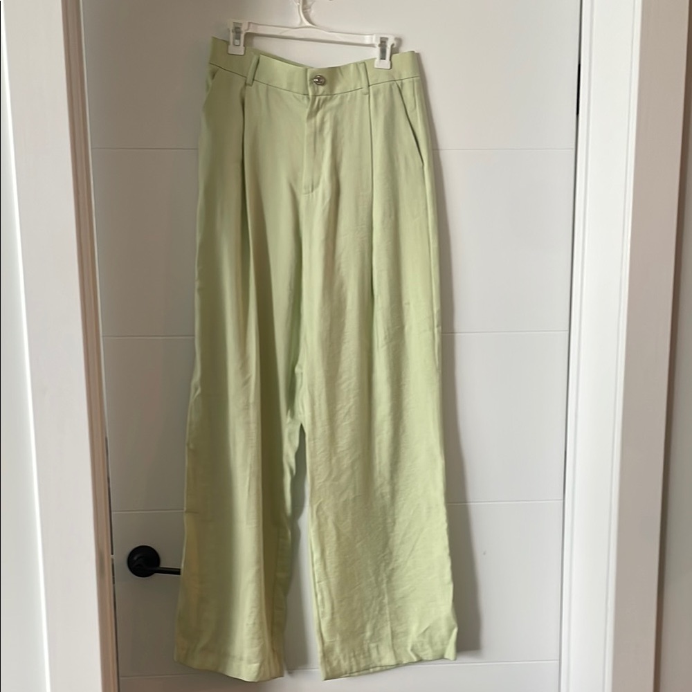 Zara Green High-Waisted Trousers